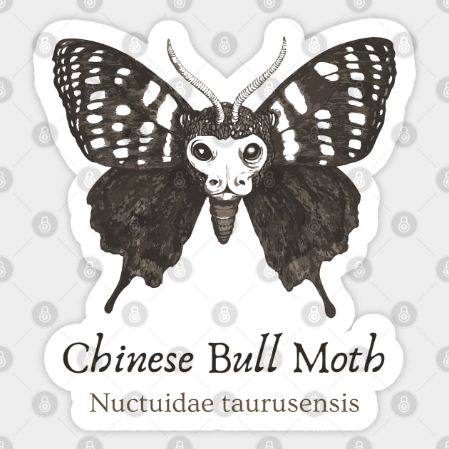Cryptozoology - Chinese Bull Moth - Retro Fun Sticker by TuncGK